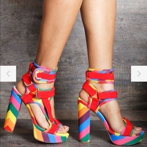 Rainbow colored heels